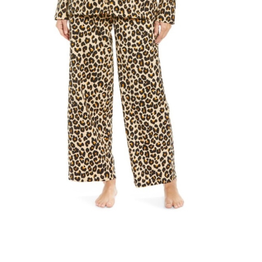 NORDSTROM COTTON FLANNEL PAJAMA PANTS LEOPARD PRINT SIZE SMALL PANTS ONLY NWOT